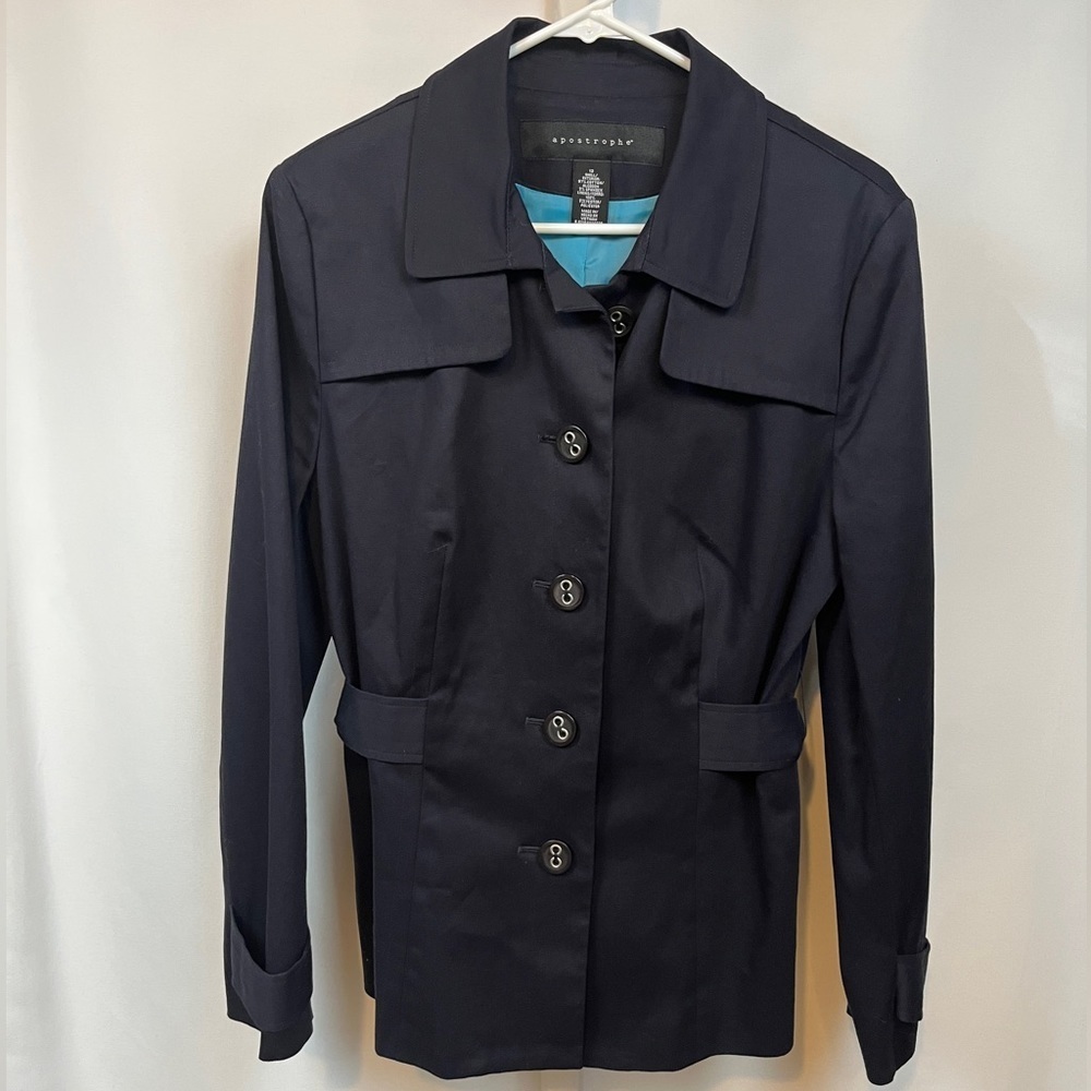 Apostrophe Blue Button Down Coat with Lining Size 12 - Picture 7 of 9